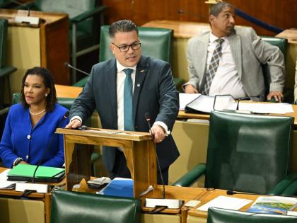 Minister of Water, Environment and Climate Change, Matthew Samuda, makes his 2026/27 Sectoral Debate presentation in the House of Representatives on Tuesday, April 28.