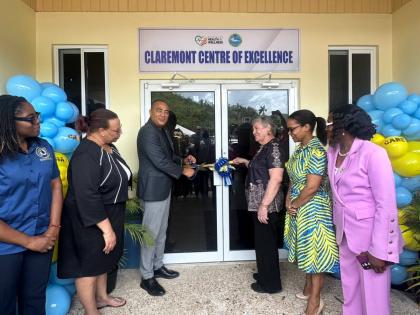 Minister of Health & Wellness Dr Christopher Tufton at the opening ceremony for the Golden Care geriatric clinic at the Claremont Centre for Excellence with (from left) Fabia Lamm, regional director, Northeast Regional Health Authority; Dr Douladel Tyndale