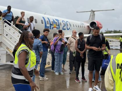 Passengers disembark Liat Air’s inaugural flight from Pointe-à-Pitre (PTP), Guadeloupe to Montego Bay, St. James.  The airline now operates weekly flights between the two cities on Tuesdays and Saturdays.