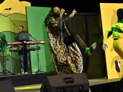 JCDC Festival Song competition winner, dBURNZ, performs at the finals at the Ranny WIlliams Entertainment Centre on Hope Road.
