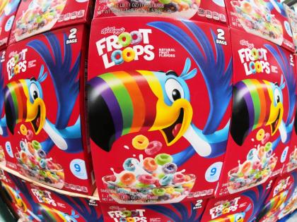 FILE - Kellogg's Froot Loops are displayed in a Costco in Pittsburgh, July 14, 2025. (AP Photo/Gene J. Puskar, File)