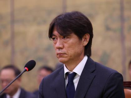 Former South Korea men’s national team head coach Hong Myung-bo attends a hearing on the Korea Football Association amid a controversy surrounding the management of the sport’s national governing body and its impact on the team’s World Cup performanc