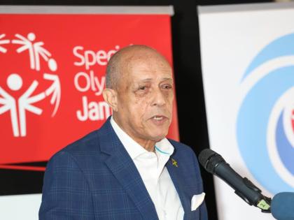 CONTRIBUTEDAldrick McNab, chairman of the Board of Special Olympics Jamaica addresses the press conference to launch the 2026 Special Caribbean Olympic Beach Games in Montego Bay on Tuesday.