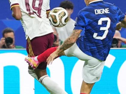 France’s Lucas Digne (right) fouls Spain’s Lamine Yamal in the penalty box for a Spain penalty kick during a World Cup semi-final match in Arlington, Texas, near Dallas, on Tuesday, July 14.