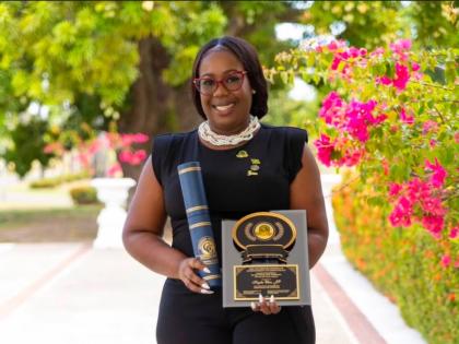 The 2026 Governor-General’s Achievement Award (GGAA) recipient, Kaydia Clair, proudly displays her plaque following the awards ceremony, held at King’s House in St Andrew last month.