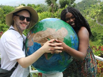 A couple poses for the camera after cementing their engagement at Ahhh Ras Natango in Montego Bay St James. 