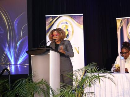 Minister of Education, Skills, Youth and Information, Senator Dr Dana Morris Dixon addresses the Region 3 Back-to-School Leadership Summit held at Ocean Coral Spring Resort in Coral Spring, Trelawny, on Tuesday. – Contributed photo