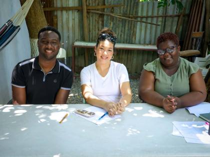Lead trainers of The Voice House, musician and composer Evad Campbell (left), Tessanne Chin, founder and chairman of the Tessanne Chin Foundation, and vocal trainer Lori Burnette, during auditions for the 2026 Summer Singing Intensive.