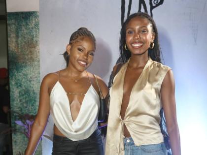 Friends Savannah-Rae Reynolds (left), a law student, and Chelsea Williams, a veterinary medicine student, turn heads in plunging looks. Reynolds wears a white cowl-neck top, while Williams opts for a silky champagne-coloured tie-string top.