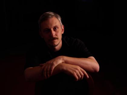 Ukrainian theater Director Ivan Uryvskyi poses for a portrait before the final rehearsal of ‘Odyssey. Maeotis’, which reimagines Homer’s epic, at the Ivan Franko Theater in Kyiv on Tuesday.