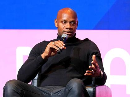 Asafa Powell at the Pan Am Sports Women in Sport Forum in Lima, Peru, on Wednesday.