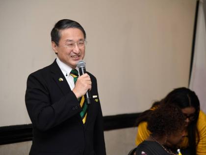 Shinji Hirari, Governor of Tottori Prefecture at the signing ceremony between the JAAA and Japan for the 2027 World Champs at the Jamaica Pegasus Hotel yesterday. 