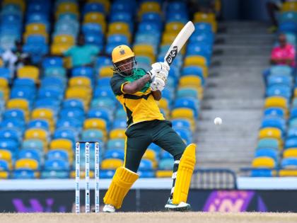 Chinelle Henry of Jamaica Empress on the go at the Kensington Oval in Barbados yesterday. 