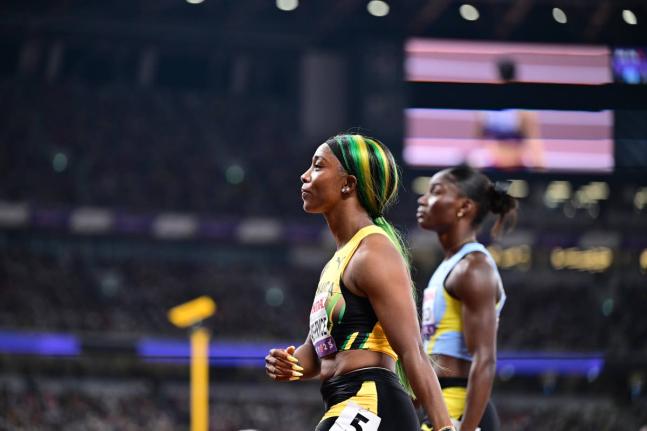 Shelly-Ann Fraser-Pryce at the World Athletics Championships in Tokyo, Japan.