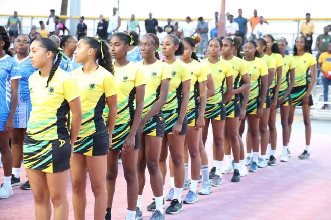 Contributed 
Jamaica’s under-21 Sunshine Girls line up during a netball parade for the Elite League.