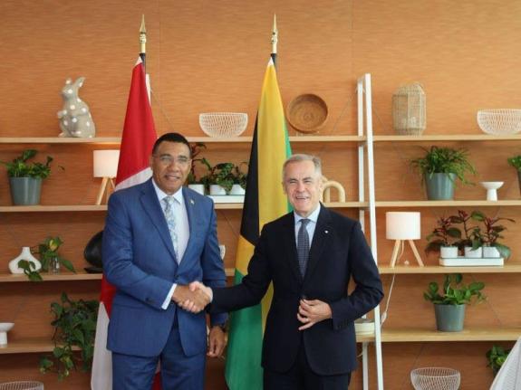Prime Minister Dr Andrew Holness and Canada’s Prime Minister, Mark Carney.
