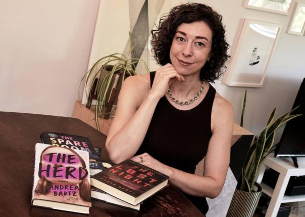 Thriller novelist Andrea Bartz is photographed in her home, in the Brooklyn borough of New York, Thursday, September 4, 2025.