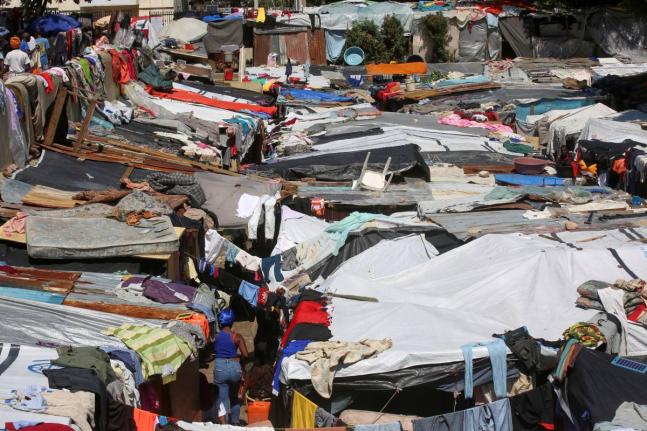 Makeshift tents fill a camp set up by people displaced from their homes by gang violence in Port-au-Prince, Haiti.