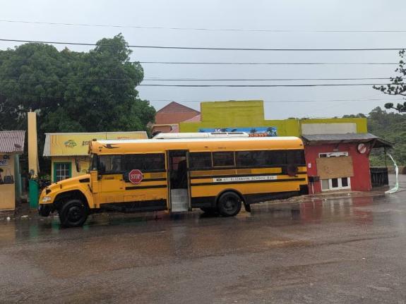 A bus in Alligator Pond in Manchester on October 27 for persons to evacuate ahead of Hurricane Melissa.