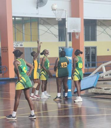 Action from Wednesday’s ISSA rural schoolgirls senior quarter-final netball game between Mile Gully High and Green Pond High at GC Foster College. Mile Gully won 48-19.