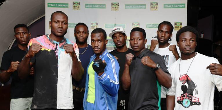 Some of the local boxers who will be in action on tonight’s Fight Night at the Constant Spring Football Field.