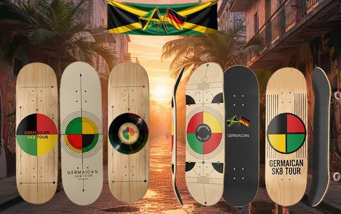 Some of the skateboards which will be used during the weekend's Kingston leg of the Jamaica Skate Tour  on Water Lane in downtown Kingston.

 