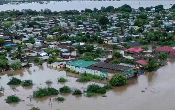 This image made from video shows the scene after flooding in Tete Province, Mozambique on January 15, 2026.