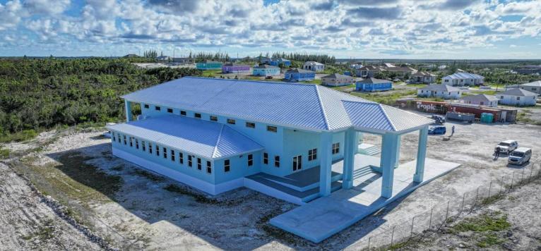 Aerial view of the Abaco Hurricane Shelter and Community Centre
