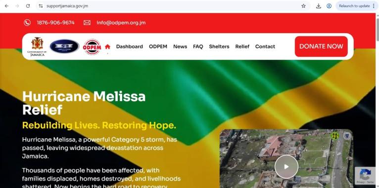 A screengrab of supportjamaica.gov.jm home page