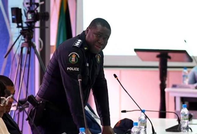 Deputy Superintendent of Police Roderick Reid, the acting operations officer for St James, addressing the monthly meeting of the St James Municipal Corporation on Thursday.