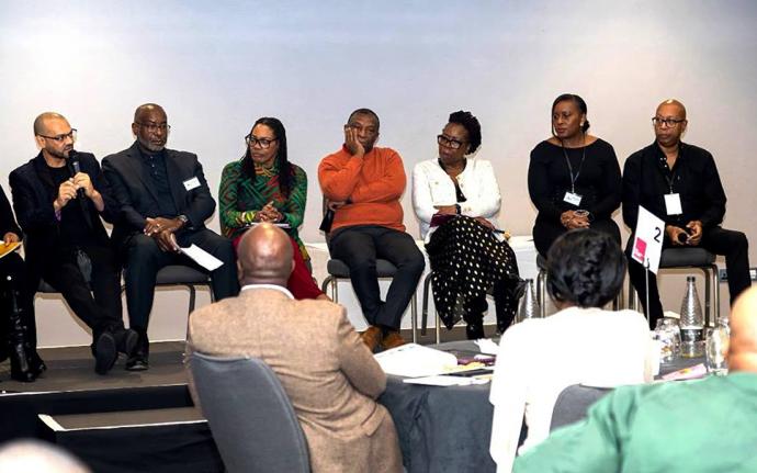 Guest speakers who formed the Leadership Circle at the Torch Exchange Conference take questions from the audience during the mentoring session at the Eastside Rooms in Birmingham. 