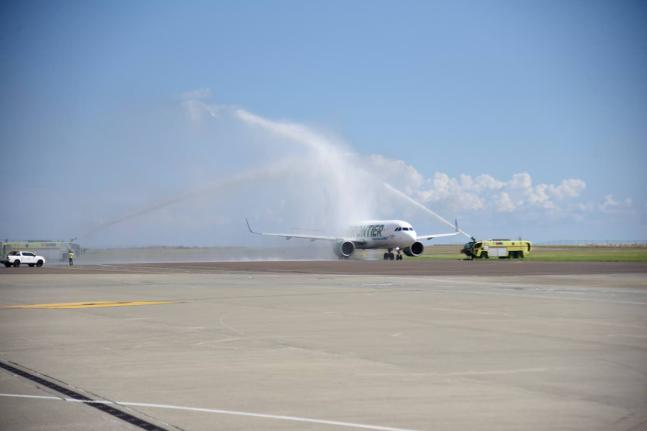 
A Water Arch ceremony was done to signify the starting of the flight route on the apron at the Norman Manley International Airport on November 7, 2022. 