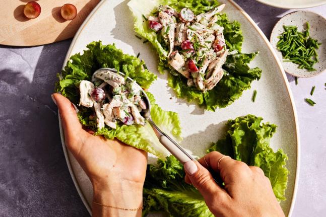 A recipe for chicken salad lettuce wraps from the cookbook ‘Hormone Healthy Eats’ by Lauren Chambers.