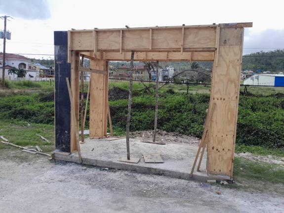 One of six  bus sheds being constructed in the parish.