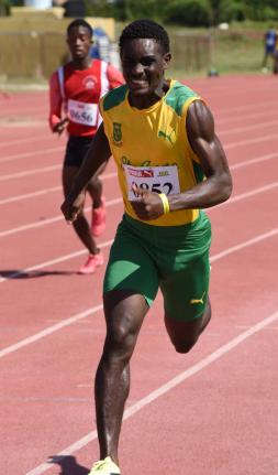 Andrew Gilipps of St Jago High winning section 8 of the Class One 100 metres during a JAAA/ISSA Last Chance qualifying track meet at the Stadium East in 2021.