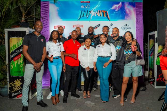 From left, front row: Andrei Roper, marketing manager at KFC Jamaica; Laurice Griffiths, RumStripe junior brand manager; Lasana Wilson, Smirnoff junior brand manager; Jo-Beth Wood, sponsorship and events officer, and Ashli-Raye Recas, brand coordinator, Pe