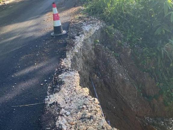 A section of the damaged roadway in Camberwell, St Mary.