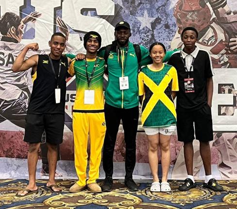 Team Jamaica at the 2026 US Open Championships in Las Vegas, Nevada. The tournament was held from March 5–8. From left: Ne-yo Jacobs, Daniel Balli, World Taekwondo Jamaica President Kenroy Clarke, juniors Sabrina Allen and Damar Walker.