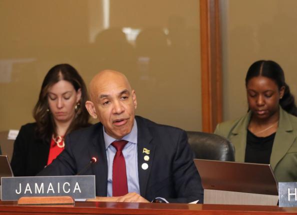 Jamaica’s Ambassador to the United States and Permanent Representative to the Organization of American States (OAS), Major General (Ret’d) Antony Anderson delivers Jamaica’s statement at OAS special session honouring the International Day of Remembra