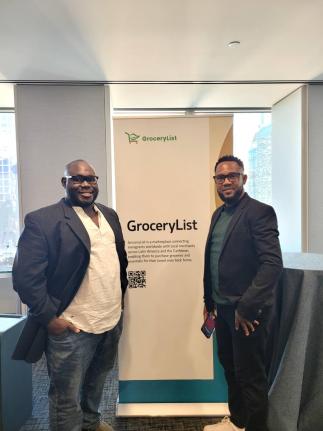 Jermain Morgan (left) and Rory Richards of Jamaican‑owned GroceryList – the app linking diaspora shoppers in the US, Canada and the UK to more than 1,200 merchants in Jamaica – said the company turned a profit after surpassing US$2.7 million in reven