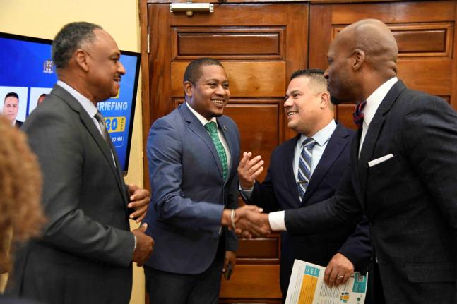 From left: Omar Sweeney, managing director of Jamaica Social Investment Fund; Floyd Green, minister of agriculture, fisheries and mining; Matthew Samuda, minister of water, environment and climate change; and Wayne Robertson, permanent secretary in the Min