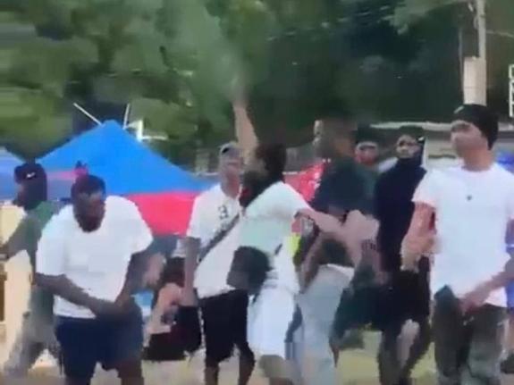 A screenshot from a video of a shooting incident in Jarrett Lane, Kingston