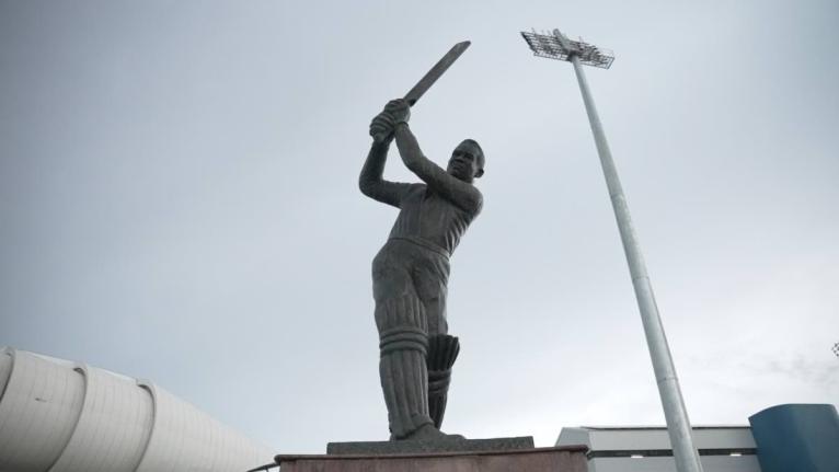 The statue of Sir Garfield Sobers outside the Kensington Oval in Barbados.