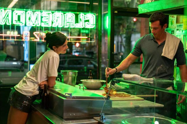 This image released by Universal Pictures shows Monica Barbaro, and Callum Turner in a scene from ‘One Night Only’.