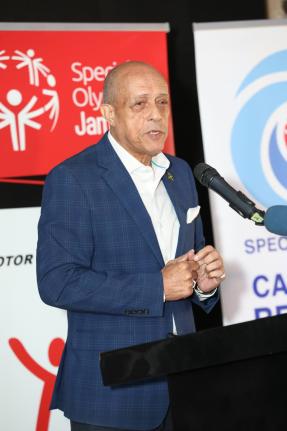 CONTRIBUTEDAldrick McNab, chairman of the Board of Special Olympics Jamaica addresses the press conference to launch the 2026 Special Caribbean Olympic Beach Games in Montego Bay on Tuesday.