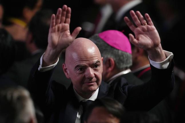 FIFA President Gianni Infantino arrives for the inauguration of President Abelardo de la Espriella in Cali, Colombia, Friday, August 7.