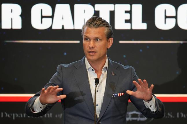 US Defence Secretary Pete Hegseth speaks at a forum of The Americas Counter Cartel Coalition in Panama City.