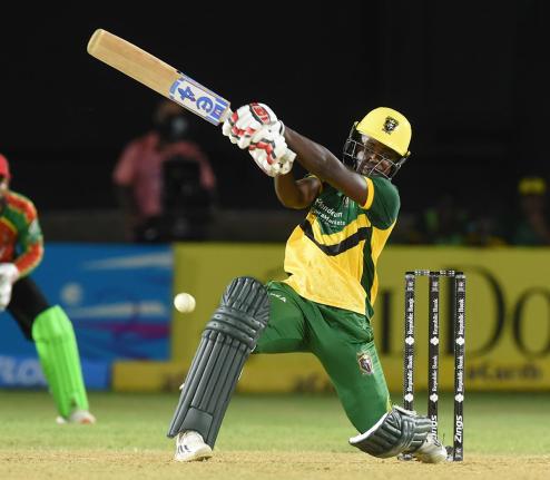 Jamaica Kingsmen player Vitel Lawes during a Caribbean Premier League T20 match against the Guyana Amazon Warriors at Sabina Park last Thursday.