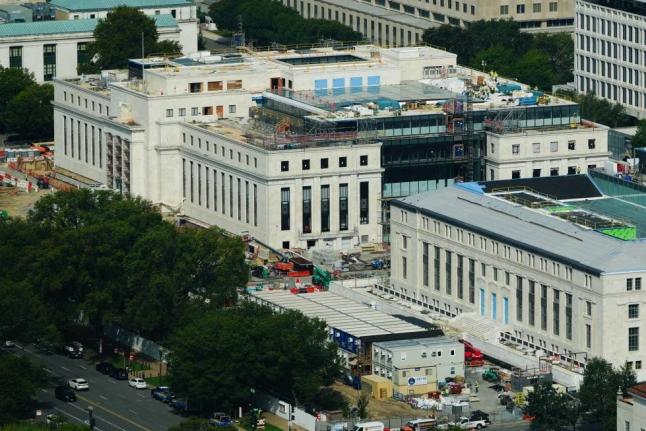 The US Federal Reserve is seen from the Washington Monument on Tuesday, September 1 in Washington, DC.  AP