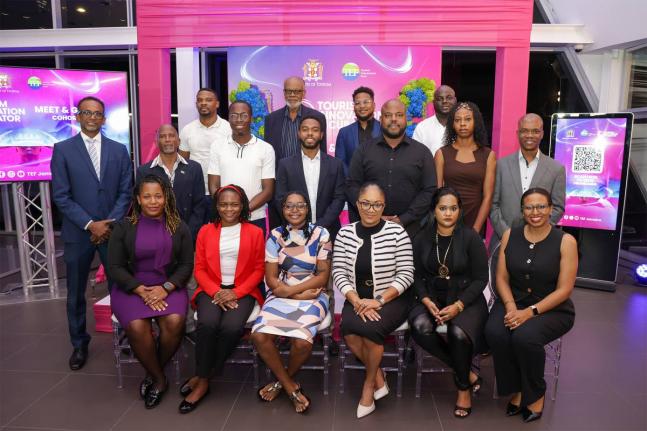 Tourism Enhancement Fund (TEF) Executive Director Dr Carey Wallace (second row, left); President of the University of Technology, Jamaica, Dr Kevin Brown (second row, right); and TEF Director of Research and Risk Management Gis’elle Jones-Shepherd (front